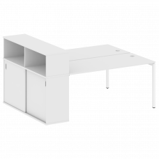 Metal System Quattro Рабочая станция с шкафом-купе на П-образном м/к 40БП.РС-СШК-2.4 Т Белый/Металл
