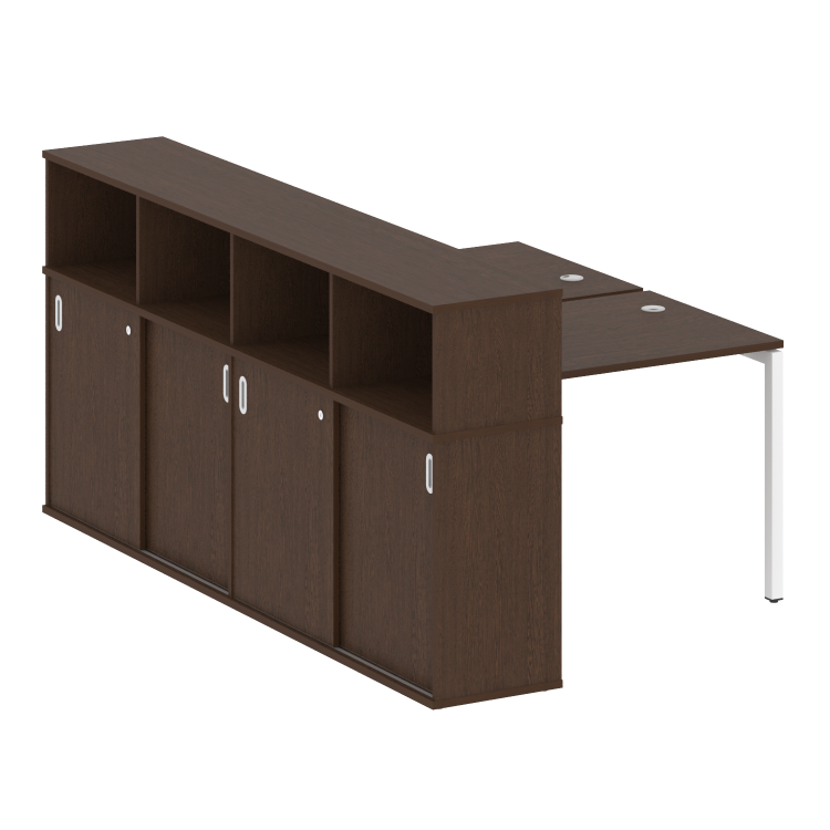 Metal System Quattro Рабочая станция с шкафом-купе на П-образном м/к 40БП.РС-СШК-4.1 Т Венге Цаво/Ме