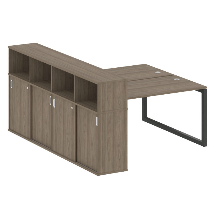 Metal System Quattro Рабочая станция с шкафом-купе на О-образном м/к 50БО.РС-СШК-4.3 Т Вяз Благородн