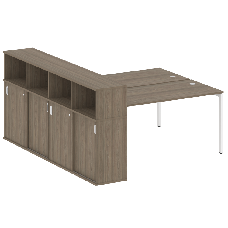 Metal System Quattro Рабочая станция с шкафом-купе на П-образном м/к 40БП.РС-СШК-4.4 Т Вяз Благородн