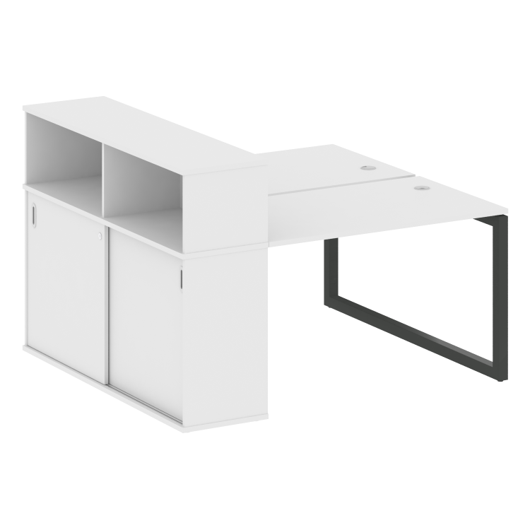 Metal System Quattro Рабочая станция с шкафом-купе на О-образном м/к 50БО.РС-СШК-2.2 Т Белый/Металл