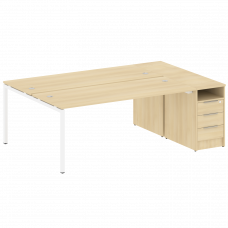 Metal System Quattro Рабочая станция с тумбой на П-образном м/к 40БП.РС-СТП-2.5 Акация Лорка/Металл