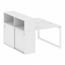 Metal System Quattro Рабочая станция с шкафом-купе на О-образном м/к 50БО.РС-СШК-2.1 Т Белый/Металл