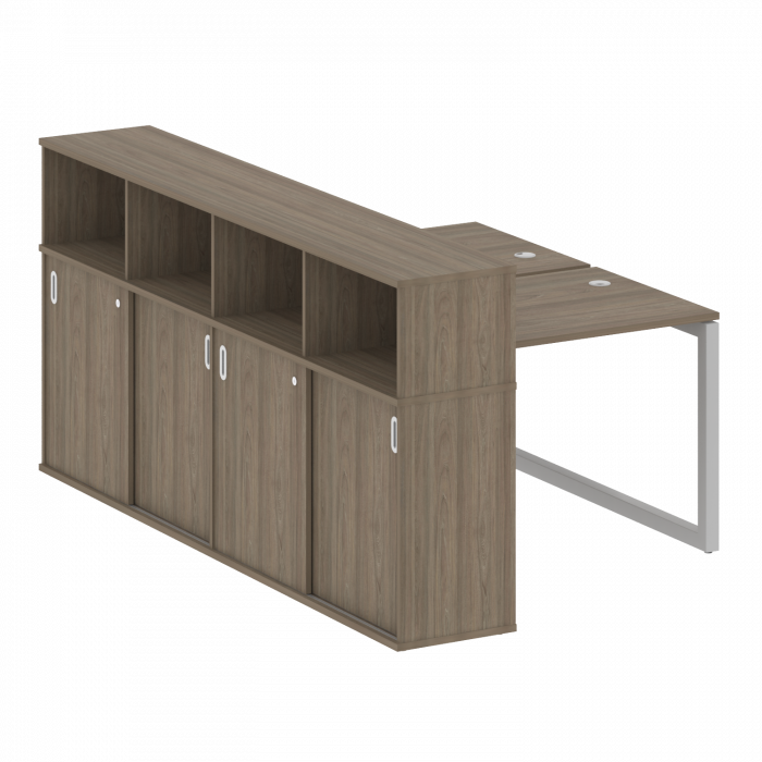 Metal System Quattro Рабочая станция с шкафом-купе на О-образном м/к 50БО.РС-СШК-4.1 Т Вяз Благородн