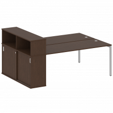 Metal System Quattro Рабочая станция с шкафом-купе на П-образном м/к 40БП.РС-СШК-2.5 Т Венге Цаво/Ме