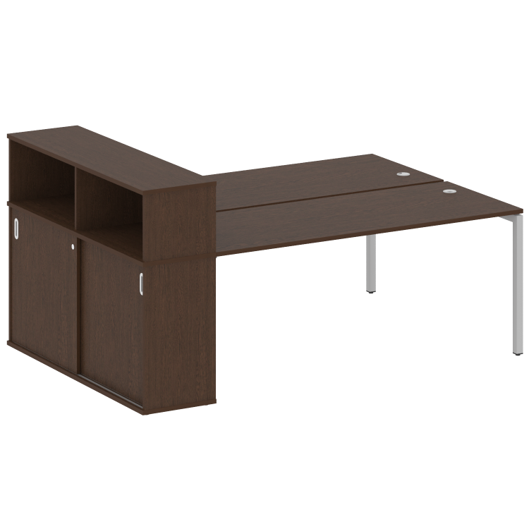 Metal System Quattro Рабочая станция с шкафом-купе на П-образном м/к 40БП.РС-СШК-2.5 Т Венге Цаво/Ме