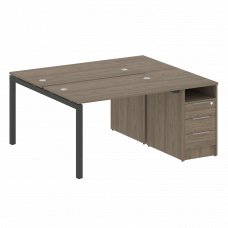 Metal System Quattro Рабочая станция с тумбой на П-образном м/к 50БП.РС-СТП-2.2 Вяз Благородный/Мета
