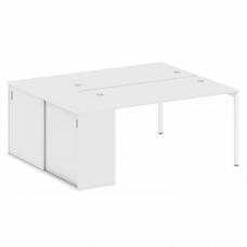 Metal System Quattro Рабочая станция с шкафом-купе на П-образном м/к 40БП.РС-СШК-1.3 Т Белый/Металл