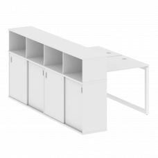 Metal System Quattro Рабочая станция с шкафом-купе на О-образном м/к 50БО.РС-СШК-4.1 Т Белый/Металл
