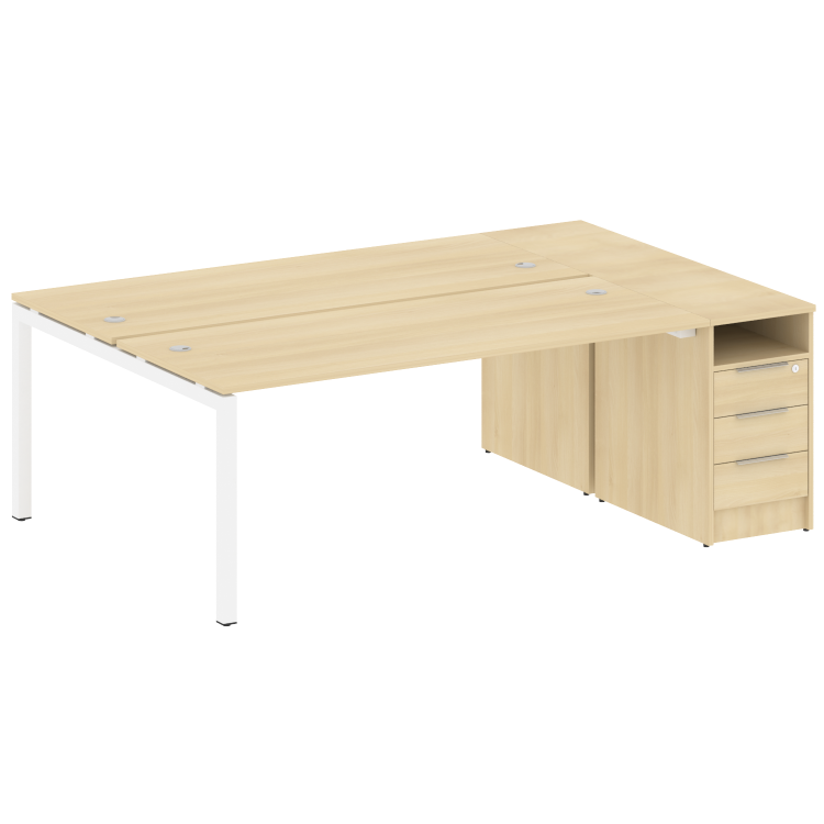 Metal System Quattro Рабочая станция с тумбой на П-образном м/к 50БП.РС-СТП-2.5 Акация Лорка/Металл