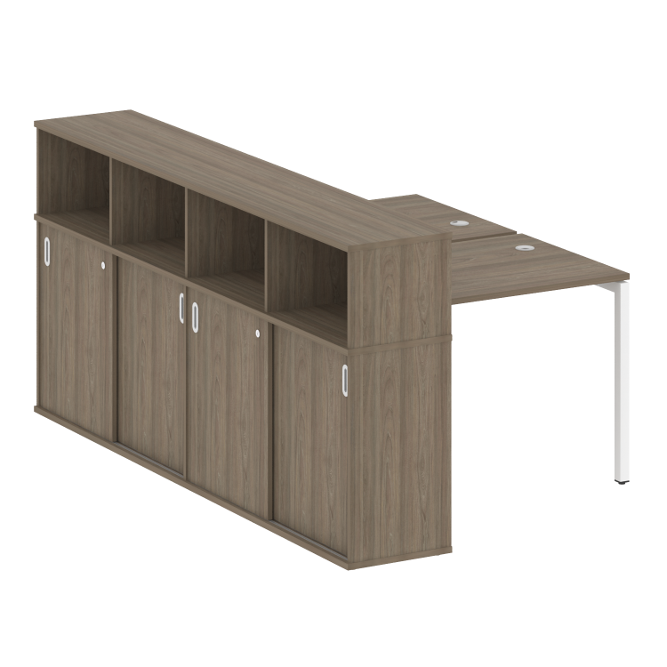 Metal System Quattro Рабочая станция с шкафом-купе на П-образном м/к 40БП.РС-СШК-4.1 Т Вяз Благородн