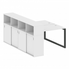 Metal System Quattro Рабочая станция с шкафом-купе на О-образном м/к 50БО.РС-СШК-4.2 Т Белый/Металл