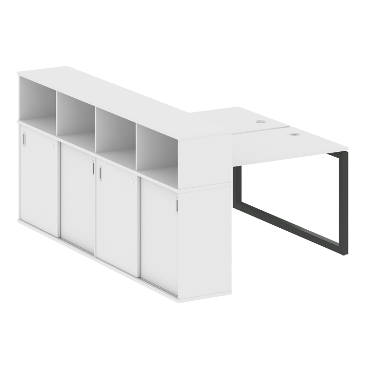 Metal System Quattro Рабочая станция с шкафом-купе на О-образном м/к 50БО.РС-СШК-4.2 Т Белый/Металл