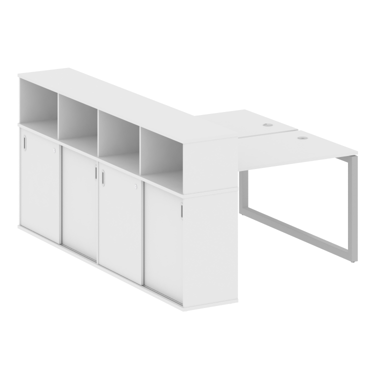 Metal System Quattro Рабочая станция с шкафом-купе на О-образном м/к 50БО.РС-СШК-4.2 Т Белый/Металл