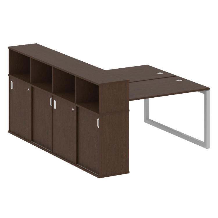 Metal System Quattro Рабочая станция с шкафом-купе на О-образном м/к 50БО.РС-СШК-4.3 Т Венге Цаво/Ме