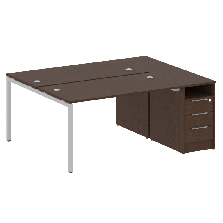 Metal System Quattro Рабочая станция с тумбой на П-образном м/к 40БП.РС-СТП-2.3 Венге Цаво/Металл Се