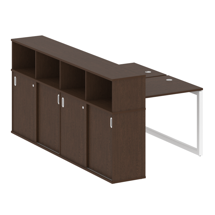 Metal System Quattro Рабочая станция с шкафом-купе на О-образном м/к 50БО.РС-СШК-4.1 Т Венге Цаво/Ме