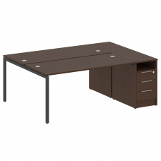 Metal System Quattro Рабочая станция с тумбой на П-образном м/к 40БП.РС-СТП-2.4 Венге Цаво/Металл Ан