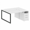 Metal System Quattro Рабочая станция с тумбой на О-образном м/к 50БО.РС-СТП-2.2 Белый/Металл Антраци