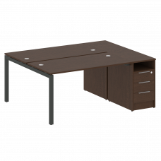 Metal System Quattro Рабочая станция с тумбой на П-образном м/к 50БП.РС-СТП-2.3 Венге Цаво/Металл Ан