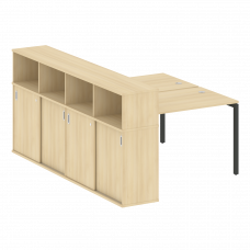 Metal System Quattro Рабочая станция с шкафом-купе на П-образном м/к 40БП.РС-СШК-4.2 Т Акация Лорка/