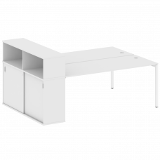 Metal System Quattro Рабочая станция с шкафом-купе на П-образном м/к 40БП.РС-СШК-2.5 Т Белый/Металл