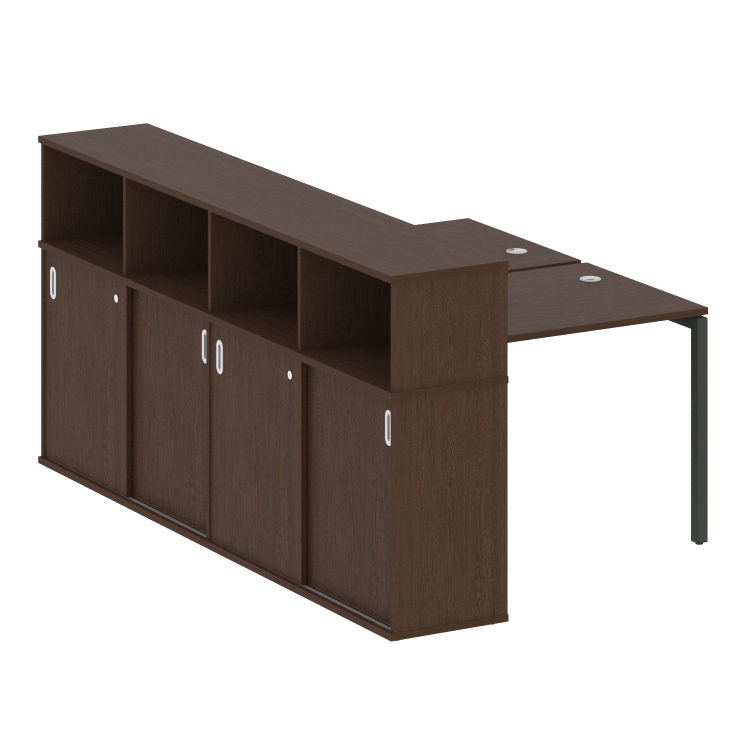 Metal System Quattro Рабочая станция с шкафом-купе на П-образном м/к 40БП.РС-СШК-4.1 Т Венге Цаво/Ме