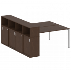 Metal System Quattro Рабочая станция с шкафом-купе на П-образном м/к 40БП.РС-СШК-4.4 Т Венге Цаво/Ме