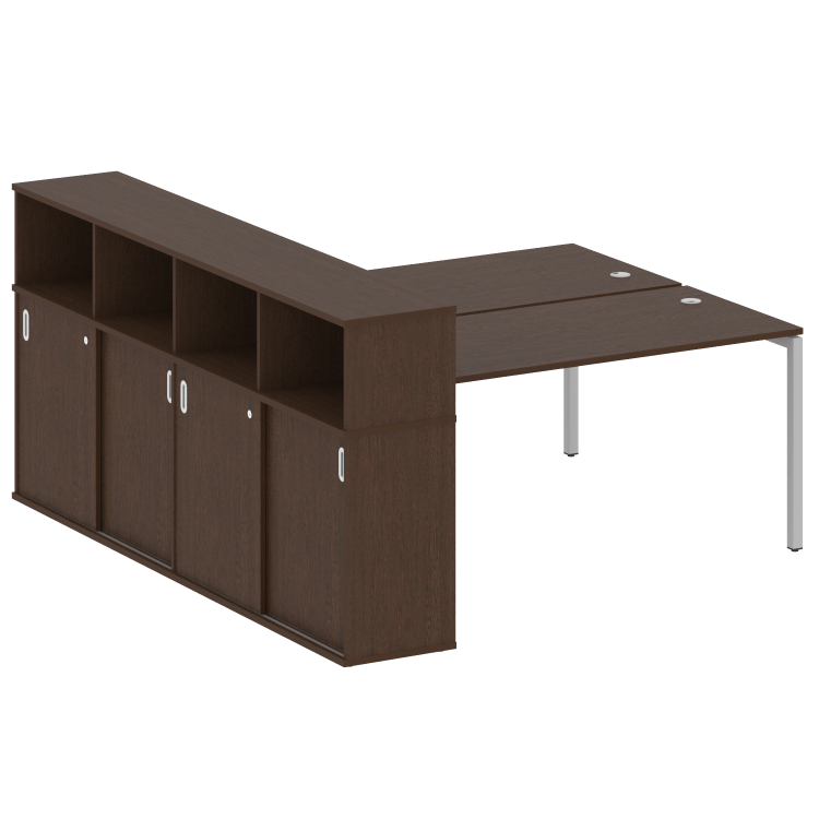 Metal System Quattro Рабочая станция с шкафом-купе на П-образном м/к 40БП.РС-СШК-4.4 Т Венге Цаво/Ме