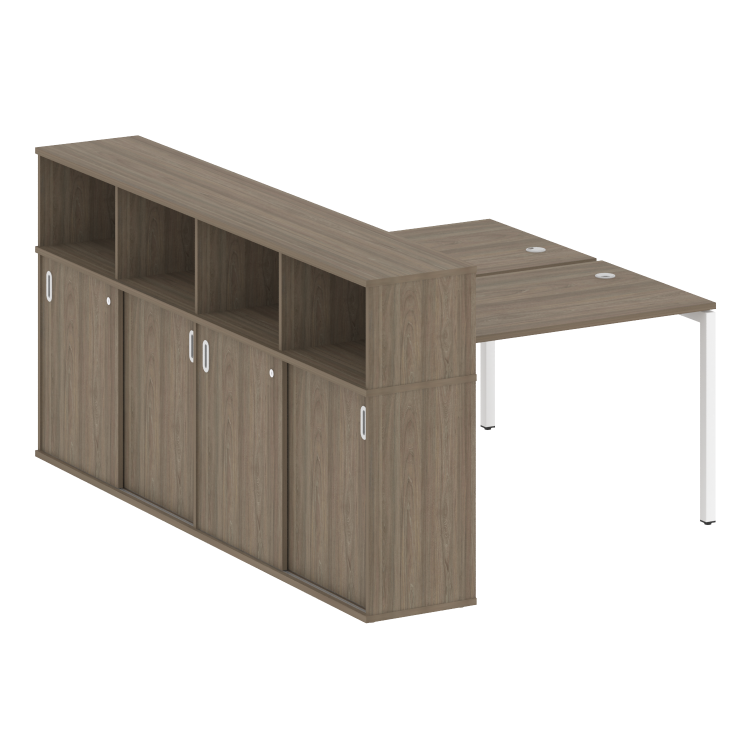 Metal System Quattro Рабочая станция с шкафом-купе на П-образном м/к 40БП.РС-СШК-4.2 Т Вяз Благородн