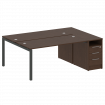 Metal System Quattro Рабочая станция с тумбой на П-образном м/к 50БП.РС-СТП-2.4 Венге Цаво/Металл Ан