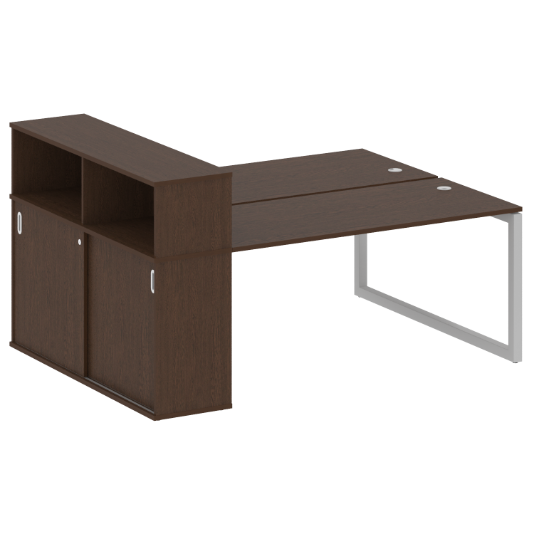 Metal System Quattro Рабочая станция с шкафом-купе на О-образном м/к 50БО.РС-СШК-2.4 Т Венге Цаво/Ме