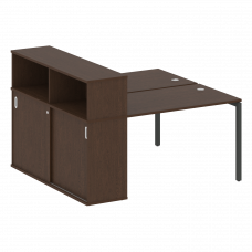 Metal System Quattro Рабочая станция с шкафом-купе на П-образном м/к 40БП.РС-СШК-2.2 Т Венге Цаво/Ме