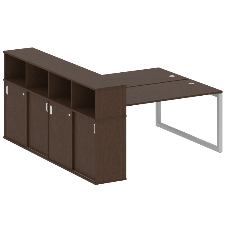 Metal System Quattro Рабочая станция с шкафом-купе на О-образном м/к 50БО.РС-СШК-4.4 Т Венге Цаво/Ме