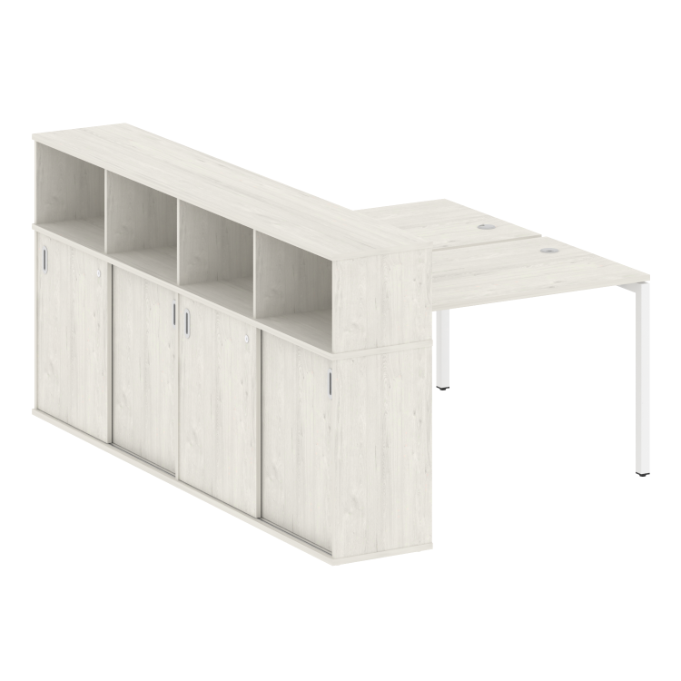 Metal System Quattro Рабочая станция с шкафом-купе на П-образном м/к 40БП.РС-СШК-4.2 Т Дуб Наварра/М