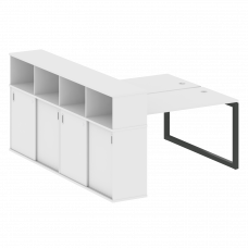 Metal System Quattro Рабочая станция с шкафом-купе на О-образном м/к 50БО.РС-СШК-4.3 Т Белый/Металл