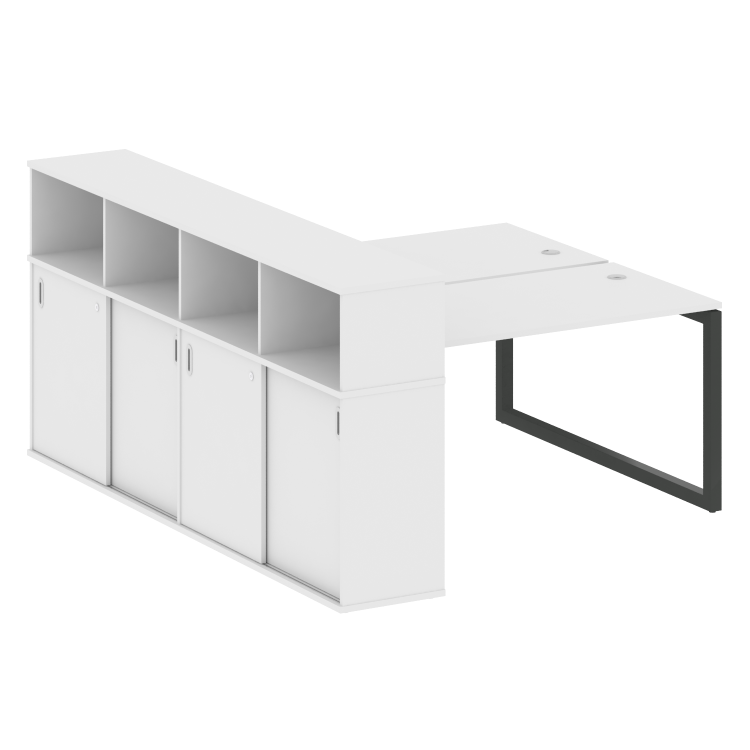 Metal System Quattro Рабочая станция с шкафом-купе на О-образном м/к 50БО.РС-СШК-4.3 Т Белый/Металл