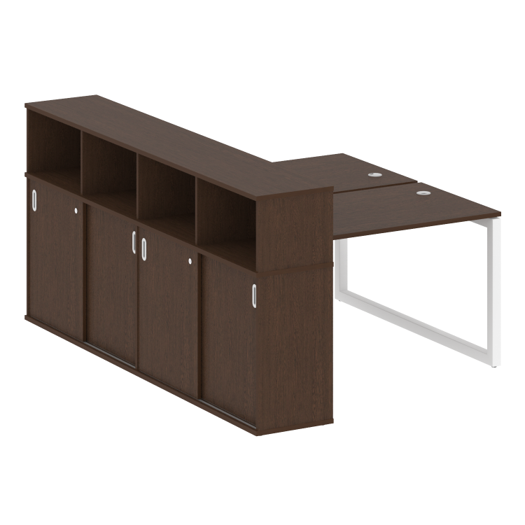 Metal System Quattro Рабочая станция с шкафом-купе на О-образном м/к 50БО.РС-СШК-4.2 Т Венге Цаво/Ме