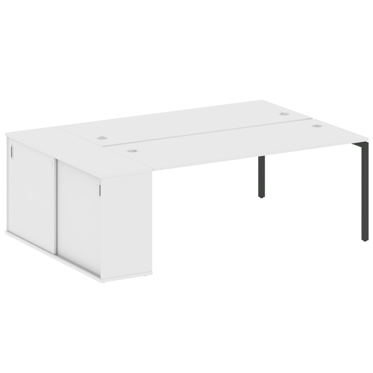 Metal System Quattro Рабочая станция с шкафом-купе на П-образном м/к 40БП.РС-СШК-1.5 Т Белый/Металл