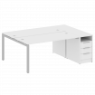 Metal System Quattro Рабочая станция с тумбой на П-образном м/к 50БП.РС-СТП-2.4 Белый/Металл Серый 2