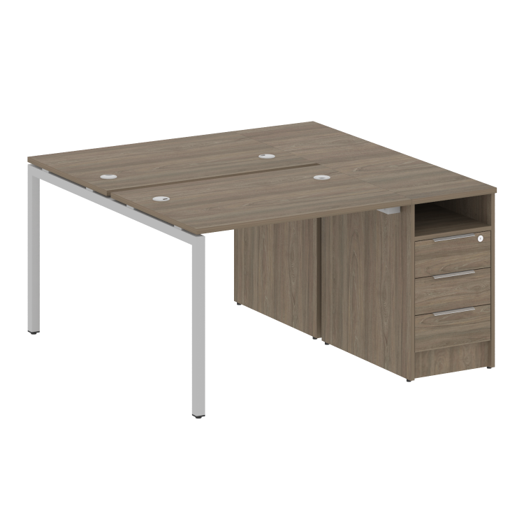 Metal System Quattro Рабочая станция с тумбой на П-образном м/к 40БП.РС-СТП-2.1 Вяз Благородный/Мета