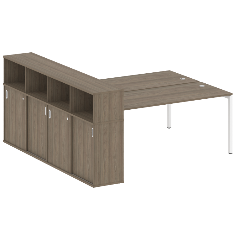 Metal System Quattro Рабочая станция с шкафом-купе на П-образном м/к 40БП.РС-СШК-4.5 Т Вяз Благородн