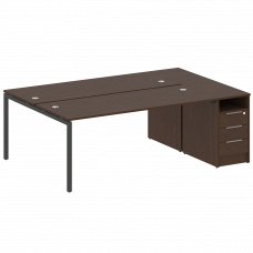 Metal System Quattro Рабочая станция с тумбой на П-образном м/к 40БП.РС-СТП-2.5 Венге Цаво/Металл Ан