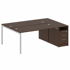 Metal System Quattro Рабочая станция с тумбой на П-образном м/к 40БП.РС-СТП-2.4 Венге Цаво/Металл Се