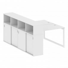Metal System Quattro Рабочая станция с шкафом-купе на О-образном м/к 50БО.РС-СШК-4.2 Т Белый/Металл
