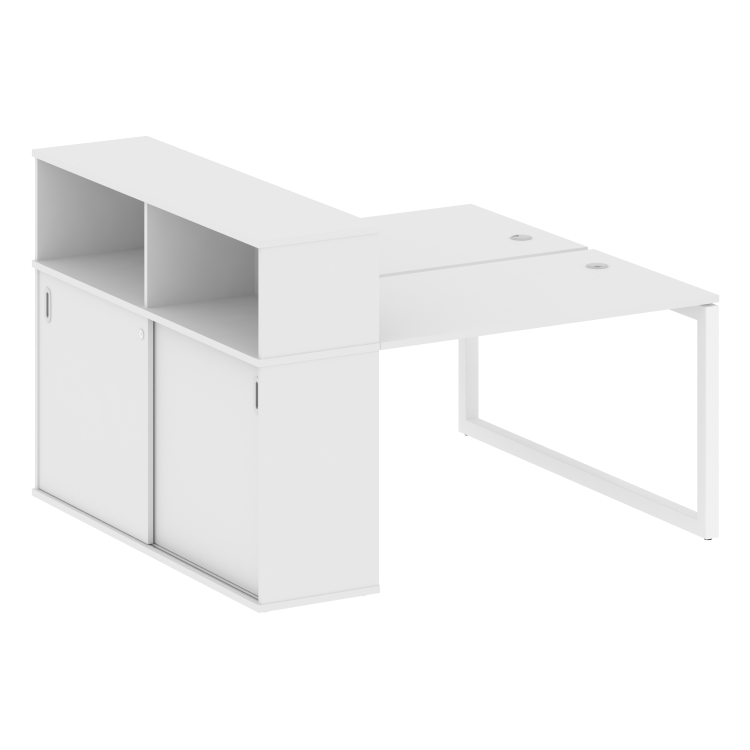 Metal System Quattro Рабочая станция с шкафом-купе на О-образном м/к 50БО.РС-СШК-2.2 Т Белый/Металл