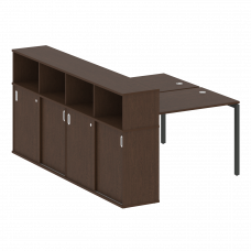 Metal System Quattro Рабочая станция с шкафом-купе на П-образном м/к 40БП.РС-СШК-4.2 Т Венге Цаво/Ме