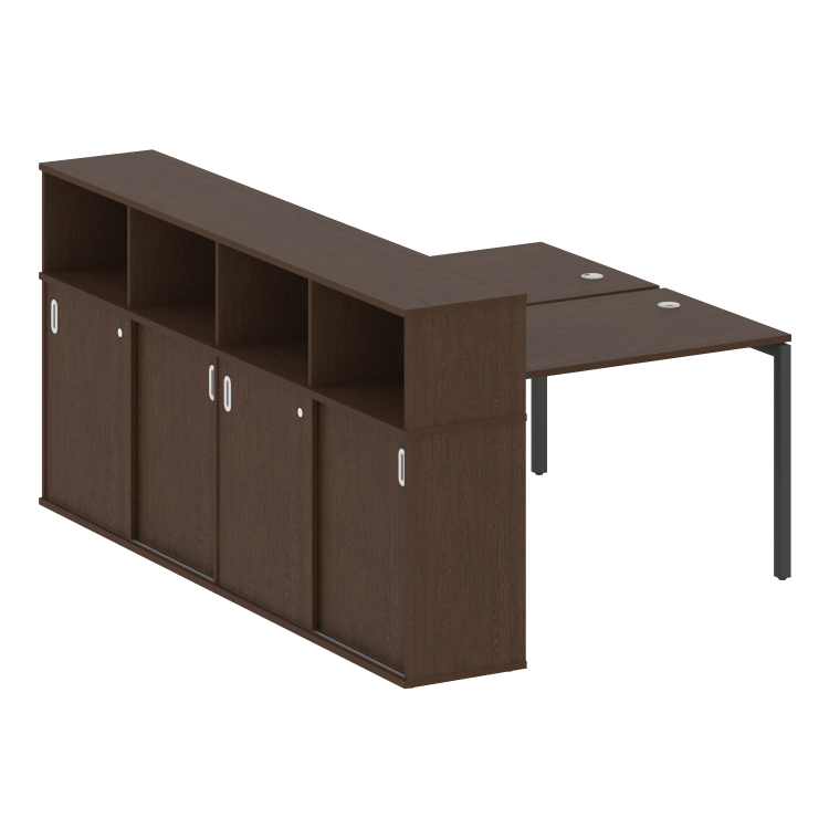 Metal System Quattro Рабочая станция с шкафом-купе на П-образном м/к 40БП.РС-СШК-4.2 Т Венге Цаво/Ме