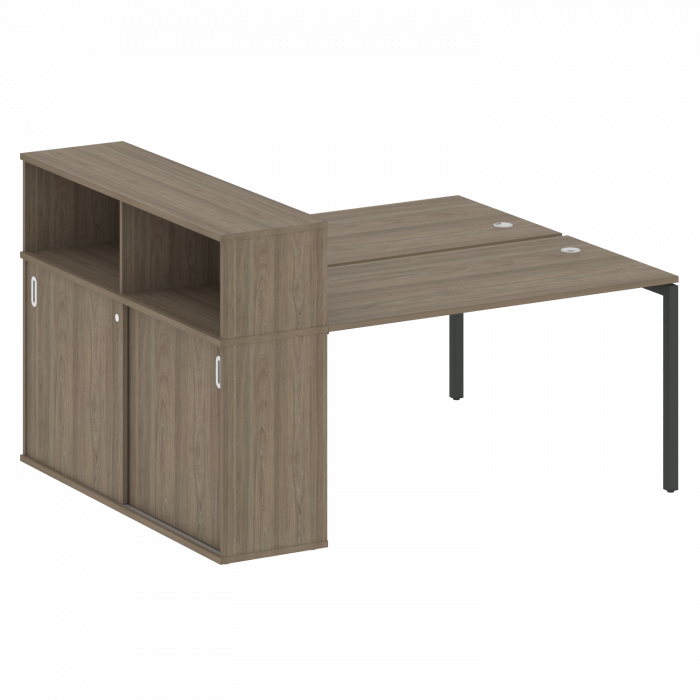 Метал Систем Куатро Рабочая станция с шкафом-купе на П-образном м/к 40БП.РС-СШК-2.3 Т Вяз Благородны