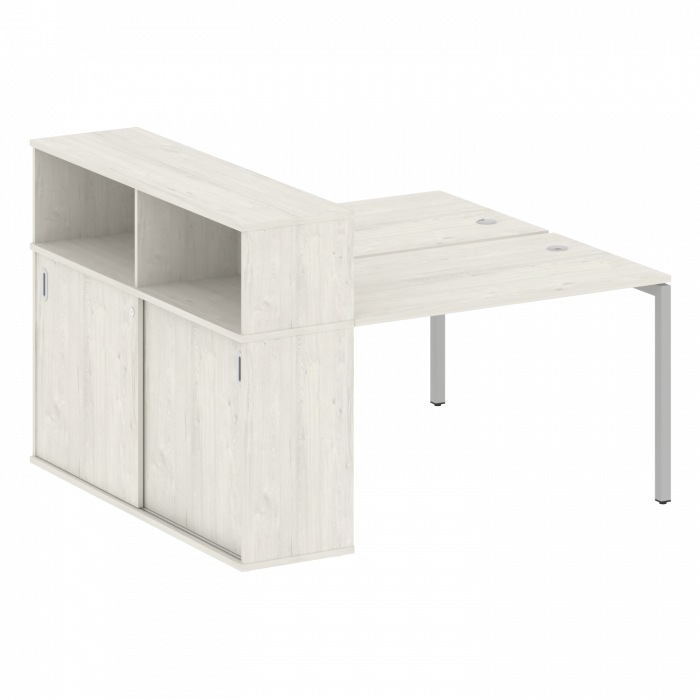 Метал Систем Куатро Рабочая станция с шкафом-купе на П-образном м/к 40БП.РС-СШК-2.2 Т Дуб Наварра/Ме